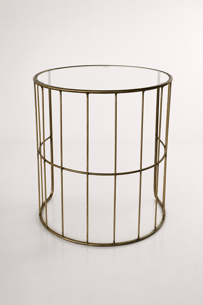 Round Metal Table Glass Top